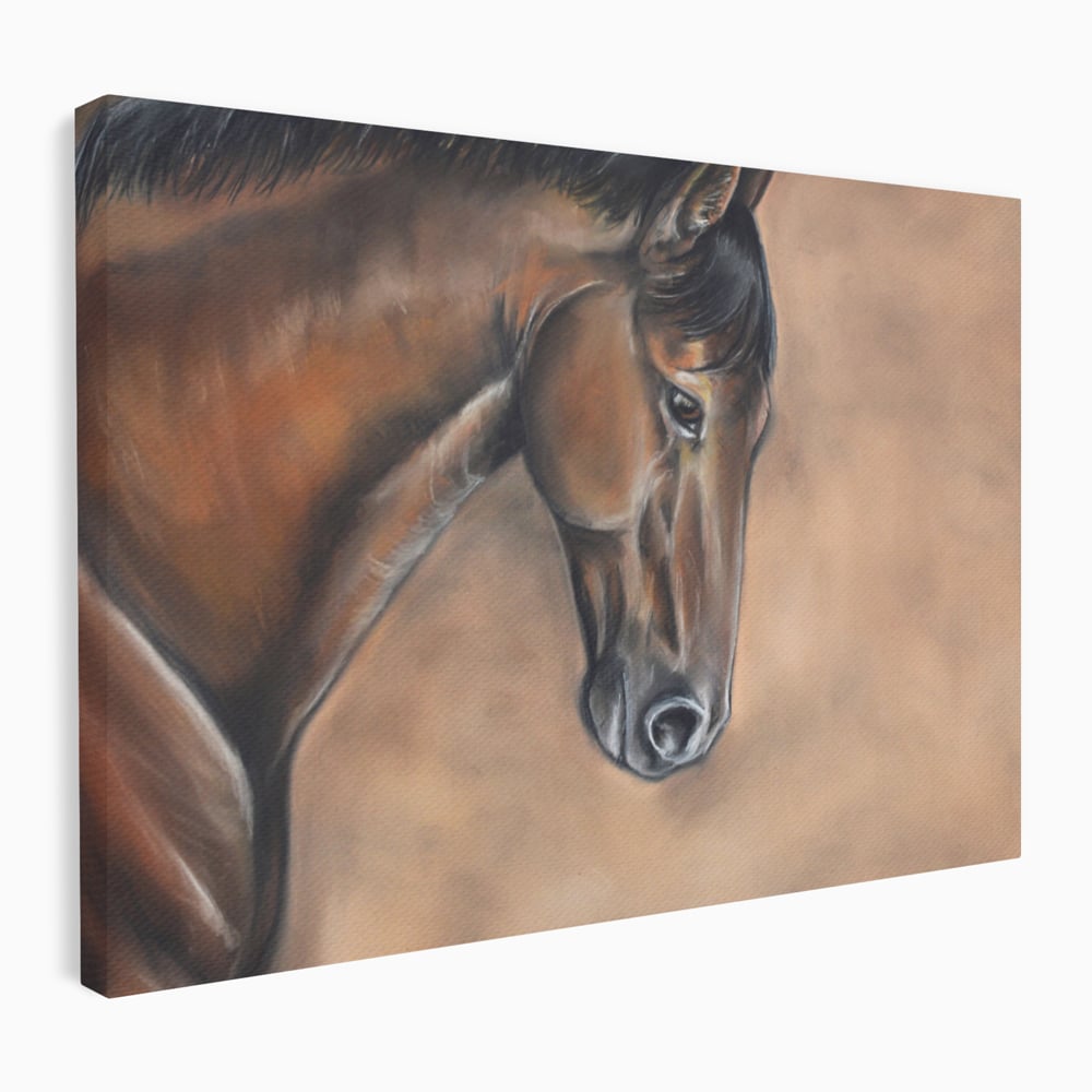 Tablou canvas cu tablou canvas cu portret de cal, fara rama, pe sasiu de lemn